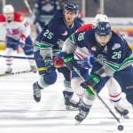 The Thunderbirds&rsquo; Nolan Volcan pushes the puck up the ice against the Chiefs. COURTESY PHOTO, Brian Liesse/T-Birds