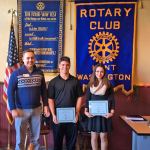 Kentridge&rsquo;s honored students Quinn Kiel and Clara Herrera, with Kent Rotary President-elect Nathan Box of Kent Youth and Family Services. COURTESY PHOTO