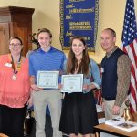 Joining Kentwood High School students Matthew Barden and Rachel Canning at the presentation are Kent Rotary President Amy Hobson and Greg Haffner, public relations chair of the Rotary Club. COURTESY PHOTO