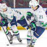 The Thunderbirds&rsquo; Alexander True brings the puck up the ice against the Chiefs on Sunday. COURTESY PHOTO, Brian Liesse/T-Birds