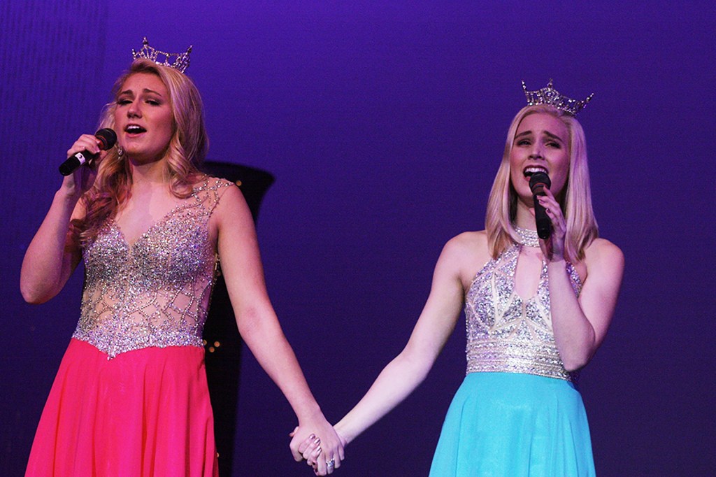 2016 royalty: Miss Auburn&rsquo;s Outstanding Teen Jaclyn Seifert, left, Miss Auburn Cami Werden sing a farewell duet, &ldquo;Homeward Bound&rdquo;. MARK KLAAS, Reporter