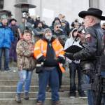 Rick Halle, national coordinator of the Gun Rights Coalition, addresses attendees to the Rally 4 UR Rights rally at the Washington State Capitol on Jan. 13. &ldquo;Gun rights is a non-partisan issue,&rdquo; Halle said, urging supporters to remember the second amendment is an American right, not just a conservative or Republican right. Various bills have been introduced to the Legislature regarding gun rights and control, including a bill that would require gun dealers to offer to sell or give a lock or lock box with every gun sale. COURTESY PHOTO, Enrique Pérez de la Rosa, WNPA Olympia News Bureau