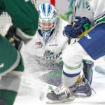The Thunderbirds&rsquo; Rylan Toth finished the game with 38 saves on 41 shots, improving to 16-14-1-0 on the season. COURTESY PHOTO, Brian Liesse/T-Birds