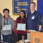 At the presentations are: Rotary Club president-elect nominee Don Gregory; Kent Meridian students Simon Manivong and Rose Reed; Sean Runnels, Kent Rotarian and chair of the club&rsquo;s Vocational Services Committee; and Kent-Meridian assistant principal Scott Haines. COURTESY PHOTO