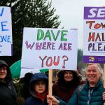 Congressional District 8 residents marched to Rep. Dave Reichert&rsquo;s (R-WA) Issaquah office Tuesday morning to protest what they see is the congressman&rsquo;s lack of availability for his constituents. REPORTER PHOTO, Nicole Jennings
