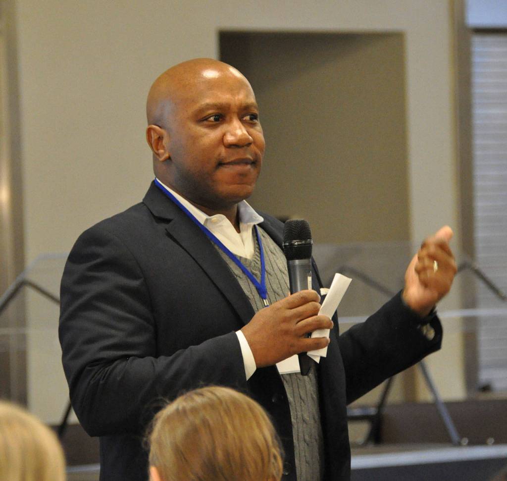 Kent School District Superintendent Calvin Watts speaks during the district&rsquo;s Tech Summit. HEIDI SANDERS, Kent Reporter