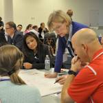 Karen DeBruler, president of the Kent School Board, sketches a scene to show how the district should incorporate technology in its schools during the district&rsquo;s Tech Summit last Saturday at Kentwood High School. HEIDI SANDERS, Kent Reporter