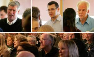 47th District Legislators Rep. Pat Sullivan, left, Sen. Joe Fain, center, and Rep. Mark Hargrove answered questions for 90 minutes in a town hall meeting at the Golden Steer in Kent. Dennis Box, The Reporter