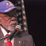 Theodore &ldquo;Ted&rdquo; Lumpkin, an original Tuskegee Airman, speaks at the Legends of Aviation program at Green River College on April 12. MARK KLAAS, Auburn Reporter