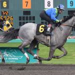 Eliska Kubinova rides Bob Is Back to victory in the first race of the new season at Emerald Downs on Saturday. It was Kubinova&rsquo;s first win at the Auburn track in two years. RACHEL CIAMPI, Auburn Reporter