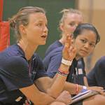 Courtney Thompson, the former Kentlake High and University of Washington volleyball star shown here at a 2015 camp at Kentwood High, will take on a new challenge April 17 running the Boston Marathon. MARK KLAAS, Kent Reporter