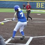 Tahoma junior Kaylee Hazelwood swings for a pitch Wednesday from Kentlake junior Allyson Overall. SARAH BRENDEN, The Reporter