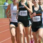Kentwood&rsquo;s Nicole Soleim runs to a third-place finish in the 3,200 meters last Saturday in the West Central District meet at French Field. HEIDI SANDERS, Kent Reporter