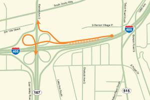 Traffic change coming soon to southbound I-405 near SR 167 interchange