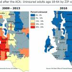 A chart of uninsured adults before and after the ACA in King County.