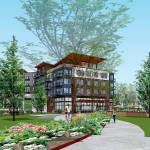 A rendering of what the Marquee on Meeker apartments will look like where the Riverbend par 3 golf course is now located.