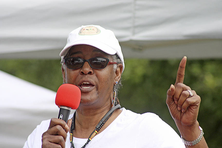 Gwen Allen-Carston, businesswoman and KBAC executive director, addresses the crowd. MARK KLAAS, Kent Reporter