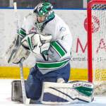 Carl Stankowski was outstanding between the pipes in leading the Thunderbirds to the WHL crown this season. COURTESY PHOTO, Brian Liesse, T-Birds