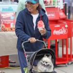 Madeline Hope and her dog, Early, stroll along Second Avenue North in the Town Square Plaza during the opening of the Kent Farmers Market on Saturday. MARK KLAAS, Kent Reporter