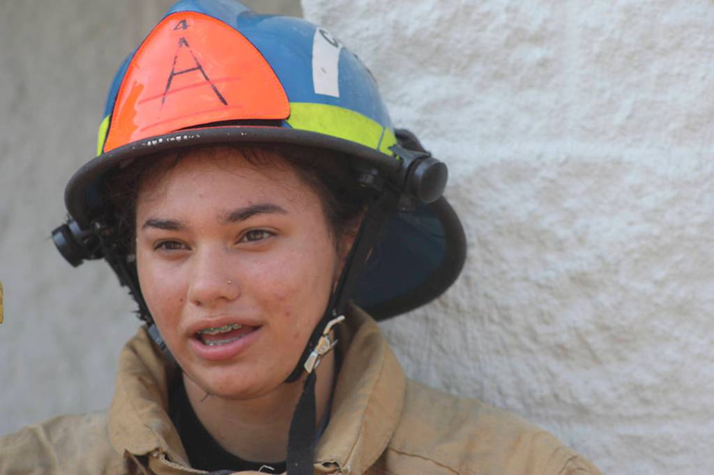 Cadet Kehaulani Planesi talks during drils.