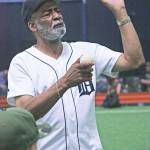 Joe Staton, former major leaguer, goes over fielding fundamentals. MARK KLAAS, Kent Reporter