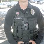 A Tukwila Police officer wears a body camera during a pilot program last year. Kent Police remain in the discussion stage about whether to purchase body cameras. File Photo/Tukwila Reporter