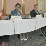 Participants in the Kent City Council candidate forum included from left to right, Brenda Fincher, Satwinder Kaur, Paul Addis and Toni Troutner. HEIDI SANDERS/Kent Reporter