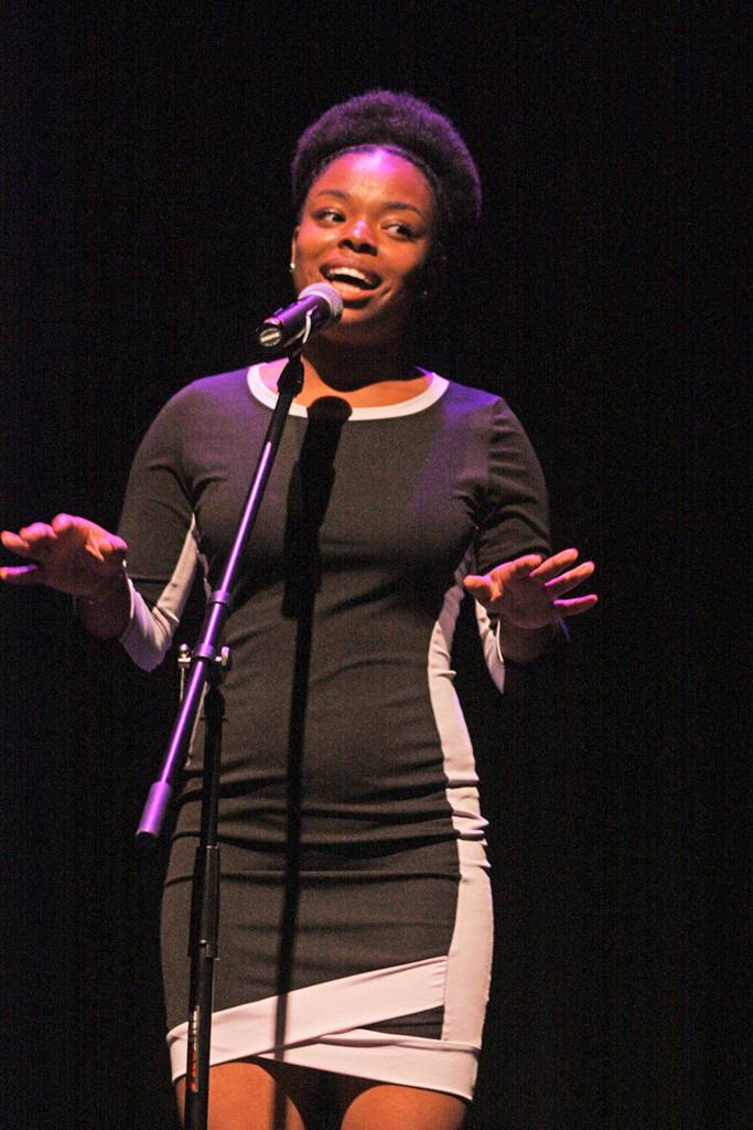 Dalamari Holman, 17, a Kent-Meridian junior and Green River student who was last year&rsquo;s grand prize winner, took the teen category with her poetry. MARK KLAAS, Kent Reporter