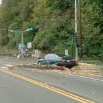 Wind blew down a power pole and wires on Wednesday evening at Central Avenue South and Willis Street. Courtesy Photo/Kent Police