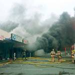 An arson fire last November destroyed a Dollar Tree store and strip mall on Kents West Hill along Pacific Highway South. Courtesy Photo/Puget Sound Fire