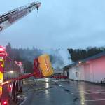 Firefighters battle a commercial blaze Monday morning in the 22600 block of 88th Avenue South in Kent. COURTESY PHOTO, Puget Sound Fire