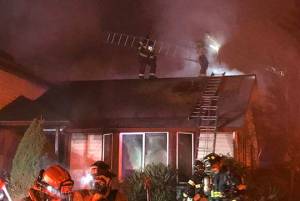 Three adults, two dogs escape house fire