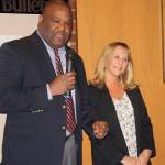 City Council President Bill Boyce introduces new Councilwoman Toni Troutner. STEVE HUNTER, Kent Reporter