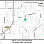 This map shows where crews will extend South 224th Street across Highway 167 and eventually up the East Hill. COURTESY GRAPHIC, City of Kent