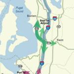 This shows the planned extensions of State Routes 167 and 509, including Veterans Drive in Kent. COURTESY GRAPHIC, state DOT