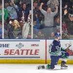 Seattles Zack Andrusiak celebrates his goal in the third period against visiting Portland. COURTESY PHOTO, Brian Liesse, Thunderbirds