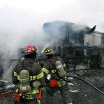 Firefighters respond Tuesday afternoon to a SeaTac mobile home fire. COURTESY PHOTO, Puget Sound Fire
