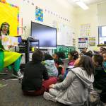 The Tooth Fairy shares a story with kindergartners. COURTESY, Ben VanHouten of VanHouten Photography
