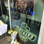 A photo of and a memorial for the Humboldt junior hockey league team are displayed outside the ShoWare Center. MARK KLAAS, Kent Reporter