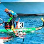 Coach Lesley Blyth shouts instruction to her dragon boat team during recent action. COURTESY PHOTO