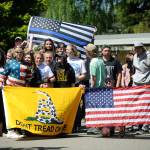 Sequim High school students gathered at the flag pole on campus for 16 minutes on May 2 to participate in a national walkout Stand for the Second supporting the Second Amendment and the right to bear arms. (Erin Hawkins/Sequim Gazette)