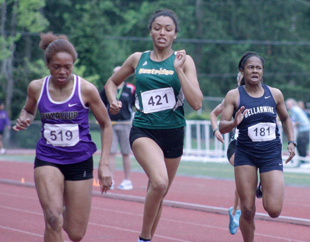 The Chargers Lauryn Lolo Ford qualified for state, setting a personal-best 25.33 in the 200. MARK KLAAS, Kent Reporter