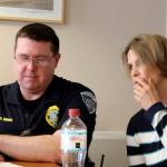 Langley Chief of Police David Marks sat with his girlfriend, Tara Hoflack, during Mondays city council meeting. Photo by Patricia Guthrie/Whidbey News Group
