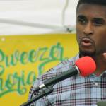 Guest speaker Kenny Pleasant describes how he turned his life around during the Juneteenth Festival and Celebration at Morrill Meadows Park last Saturday. MARK KLAAS, Kent Reporter