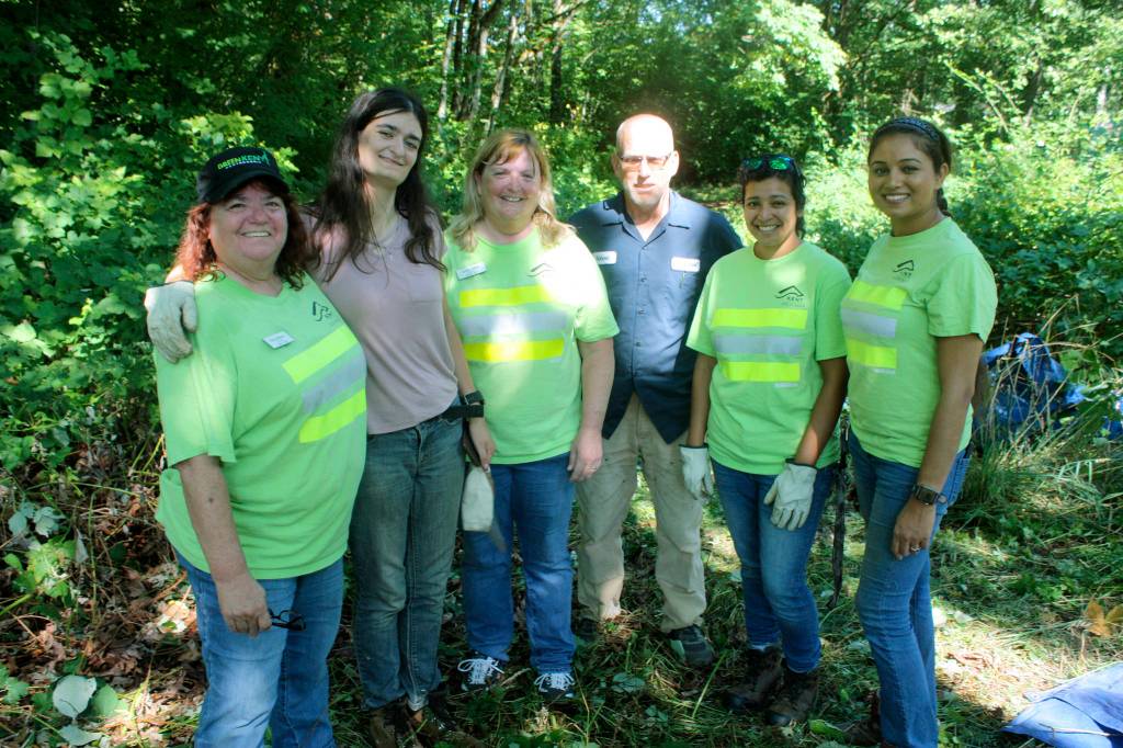 The work party included from left, Char Kolkow, Green Kent steward; Ilea Howard; Laura Miller, Green Kent steward; Robert Brown; Francine Sanchez; and Satwinder Kaur. MARK KLAAS, Kent Reporter