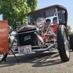 Auburns Nelson Brown sits by his pride and joy, a 1923 T-Bucket, which he and his wife, Sylvia, drive exclusively, about 300 miles, to hot rod runs and shows each year. Photos by MARK KLAAS, Kent Reporter