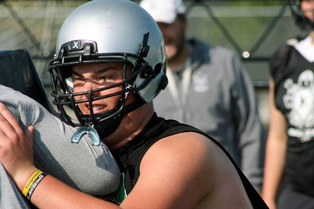 Wyatt Hansen, a 6-foot-4, 260-pound junior who was the NPSL Cascade Division Offensive Lineman of the Year last season, returns to anchor the line. MARK KLAAS, Kent Reporter