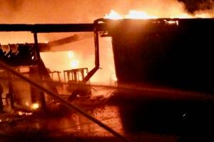 Area firefighters responded and extinguished a three-alarm fire that damaged a welding and fabrication shop in Kent early Thursday morning. COURTESY PHOTO, Puget Sound Regional Fire Authority