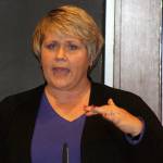 Kent Mayor Dana Ralph delivers her budget speech Tuesday to the City Council at City Hall. STEVE HUNTER, Kent Reporter