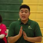 Kentridge coach Eric Han gives instruction to his players following a timeout in the match against Kentlake. MARK KLAAS, Kent Reporter